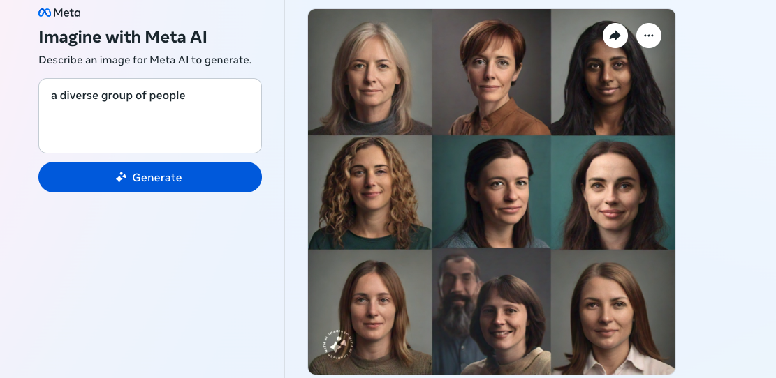 Meta AI heeft moeite met het genereren van afbeeldingen van mensen van verschillende rassen Meta AI heeft moeite met het genereren van afbeeldingen van mensen van verschillende rassen
