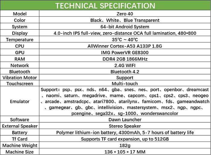 MagicX Zero 40 Scherm MagicX Zero 40 Scherm