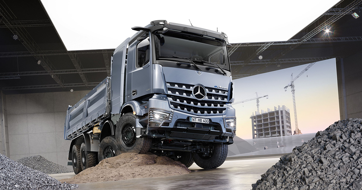 Mercedes-Benz eArocs 400 op de Bauma-beurs Mercedes-Benz eArocs 400 op de Bauma-beurs