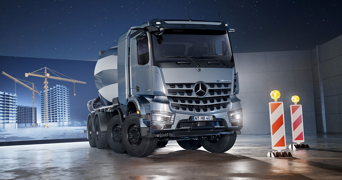 Mercedes-Benz eArocs 400 op de bouwplaats Mercedes-Benz eArocs 400 op de bouwplaats