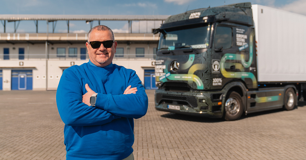 Marco Hellgrewe voor de Mercedes eActros 600 Marco Hellgrewe voor de Mercedes eActros 600