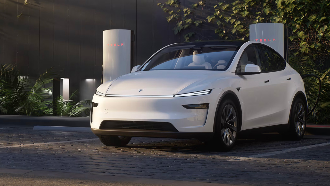 De bijgewerkte Tesla Model Y - vooraanzicht De bijgewerkte Tesla Model Y - vooraanzicht