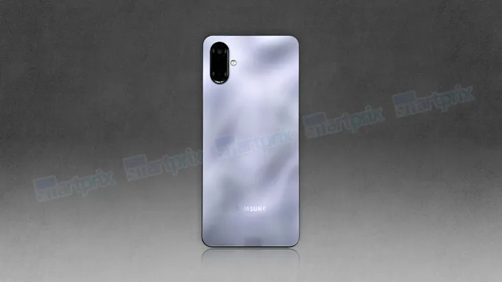 Render van Samsung Galaxy F06 in paarse kleur Render van Samsung Galaxy F06 in paarse kleur