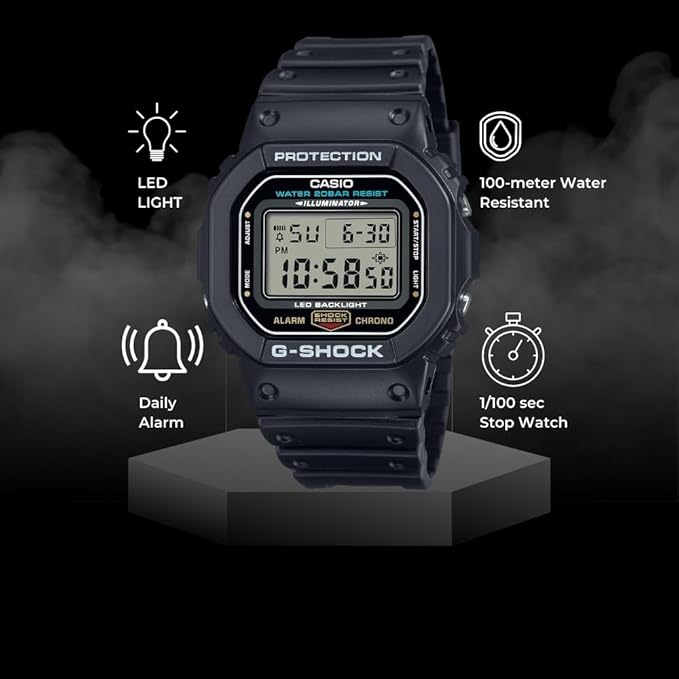 Casio G-Shock DW5600UE op de achtergrond Casio G-Shock DW5600UE op de achtergrond