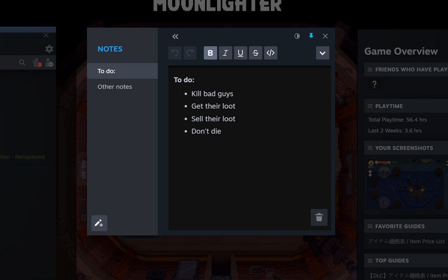Er is een grote update uitgebracht voor de Steam beta client. De ontwikkelaars hebben de overlay verbeterd, een optie voor tekstnotities toegevoegd en de afhandeling van schermafbeeldingen vereenvoudigd.-4 Er is een grote update uitgebracht voor de Steam beta client. De ontwikkelaars hebben de overlay verbeterd, een optie voor tekstnotities toegevoegd en de afhandeling van schermafbeeldingen vereenvoudigd.-4