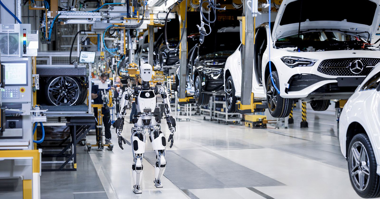 Apollo-robot in de assemblagefabriek van Mercedes-Benz Apollo-robot in de assemblagefabriek van Mercedes-Benz