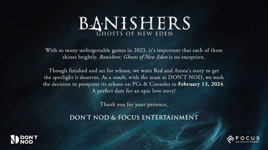 De concurrentie is te groot gebleken: de ontwikkelaars van Banishers: Ghosts of New Eden hebben uitstel van de release aangekondigd. Don't Nod Studios vreest concurrentie voor zijn game met Marvel's Spider-Man 2, Alan Wake 2 en Assassin's Creed Mirage-2 De concurrentie is te groot gebleken: de ontwikkelaars van Banishers: Ghosts of New Eden hebben uitstel van de release aangekondigd. Don't Nod Studios vreest concurrentie voor zijn game met Marvel's Spider-Man 2, Alan Wake 2 en Assassin's Creed Mirage-2