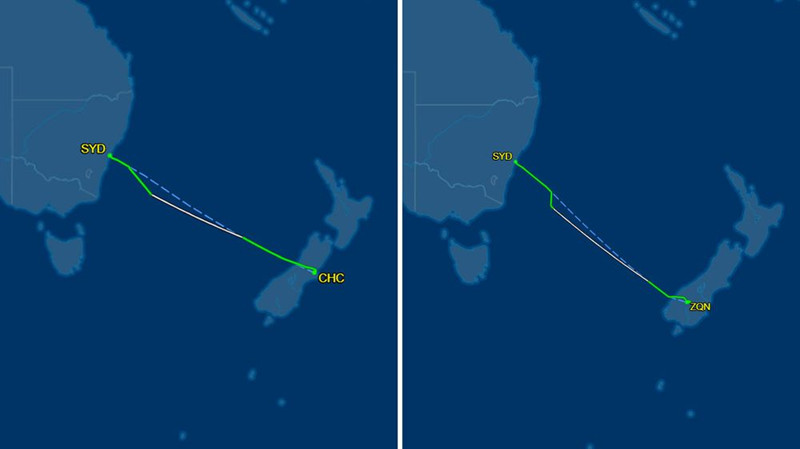 De vliegroutes van burgervliegtuigen die moesten worden omgeleid vanwege mogelijke beschietingen van Chinese schepen. Illustratie van vliegroutes van burgervliegtuigen als gevolg van mogelijke beschietingen door Chinese oorlogsschepen