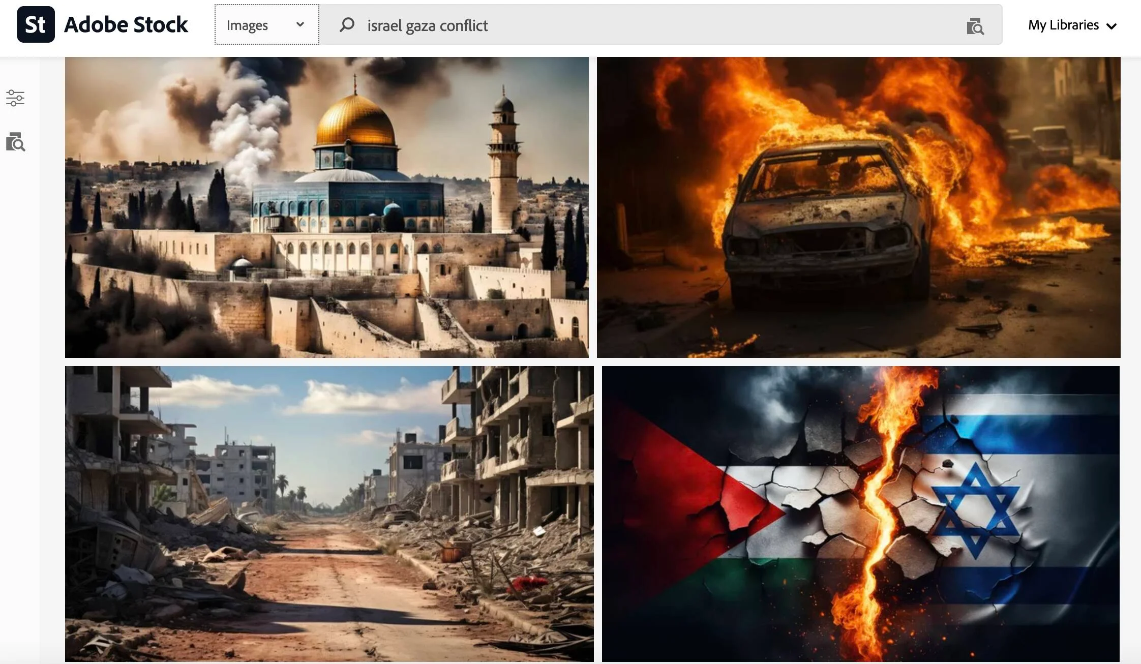 Adobe verkoopt door kunstmatige intelligentie gegenereerde beelden van de oorlog tussen Israël en Hamas die in nieuwsberichten als echt worden voorgesteld-2 Adobe verkoopt door kunstmatige intelligentie gegenereerde beelden van de oorlog tussen Israël en Hamas die in nieuwsberichten als echt worden voorgesteld-2