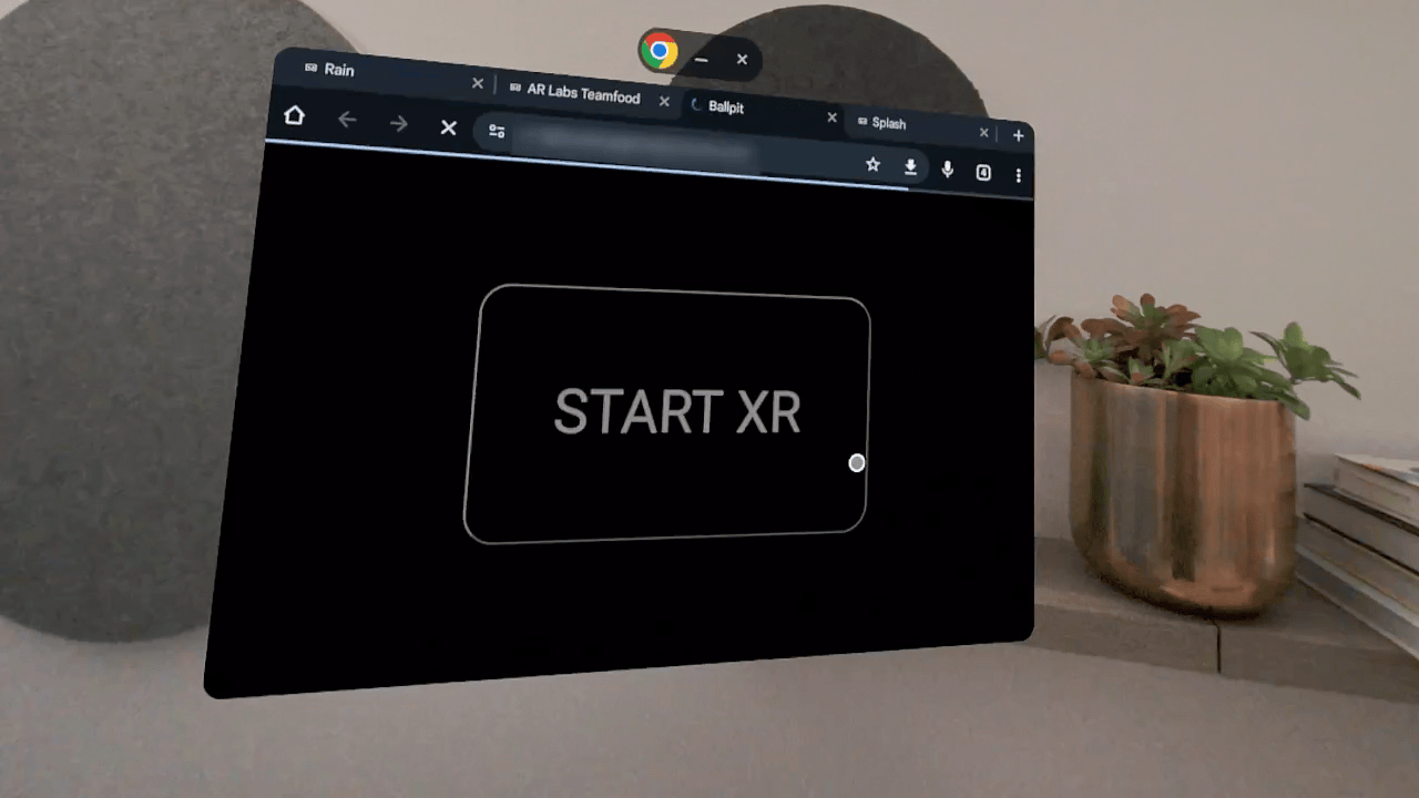Chrome op Android XR GIF Chrome-animatie op Android XR, demonstratie van WebXR-functies