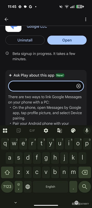 Een gebruiker stelt een vraag over de app via Gemini Een gebruiker stelt een vraag over de app via Gemini
