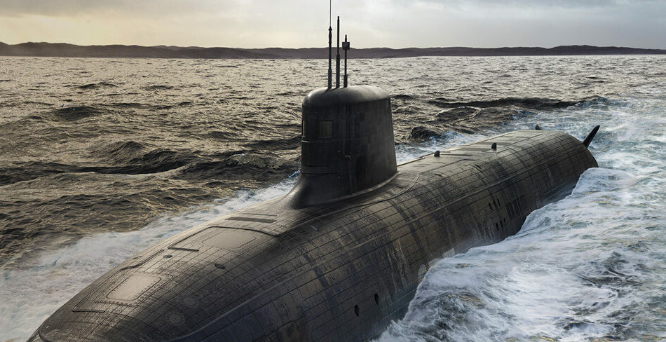 Onderzeeër SSN-AUKUS. Illustratie: BAE-systemen Onderzeeër SSN-AUKUS