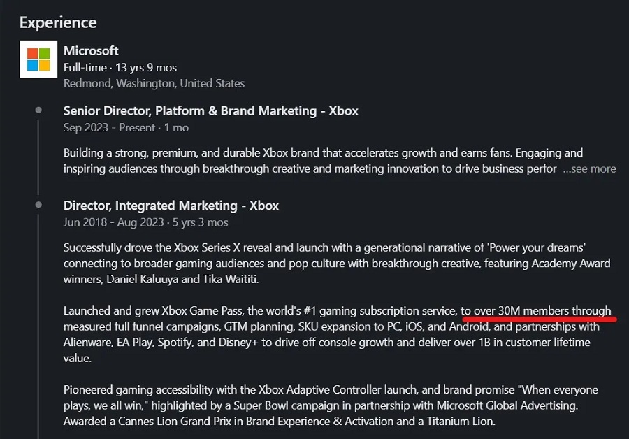 Het aantal Game Pass-gebruikers is de 30 miljoen gepasseerd, een cijfer dat wordt genoemd door een Xbox-directeur.-2 Het aantal Game Pass-gebruikers is de 30 miljoen gepasseerd, een cijfer dat wordt genoemd door een Xbox-directeur.-2