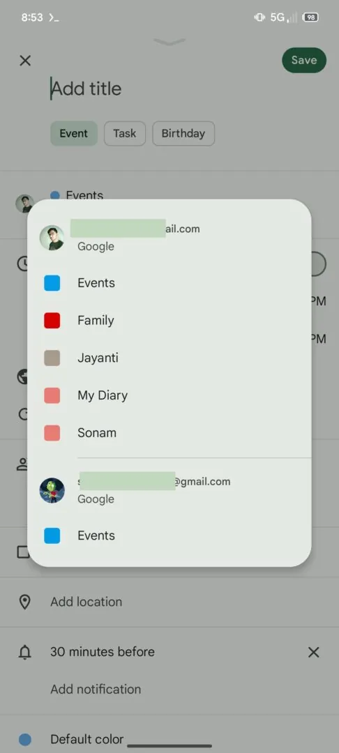 Selecteer een kalender voor een gebeurtenis in Google Agenda Selecteer een kalender voor een gebeurtenis in Google Agenda