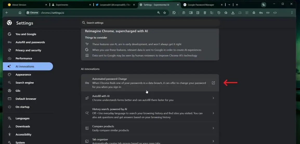 Interface voor het wijzigen van wachtwoorden in Google Chrome Interface voor het wijzigen van wachtwoorden in Google Chrome