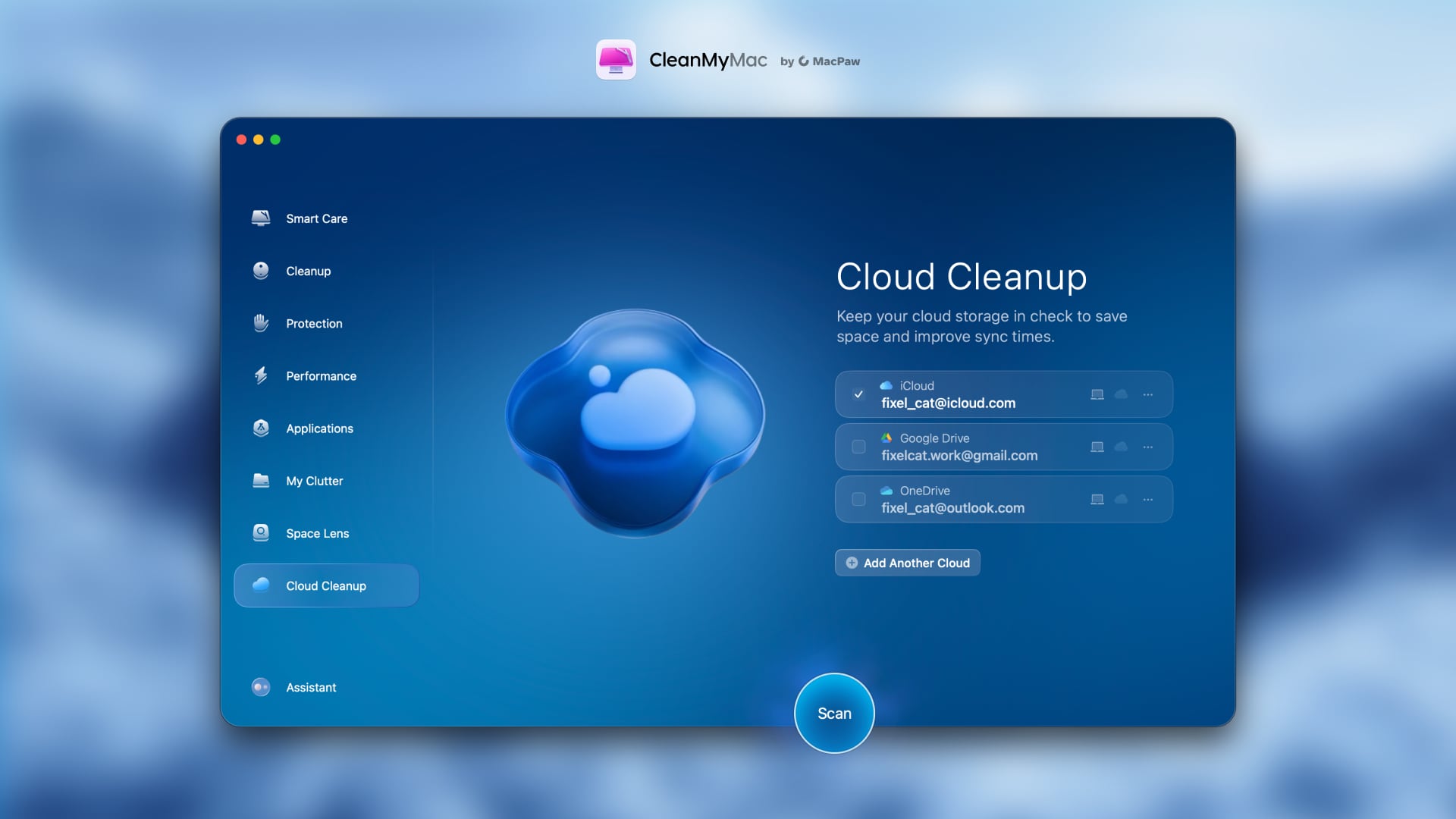 CleanMyMac Cloud Cleanup - Scan voor cloudservices