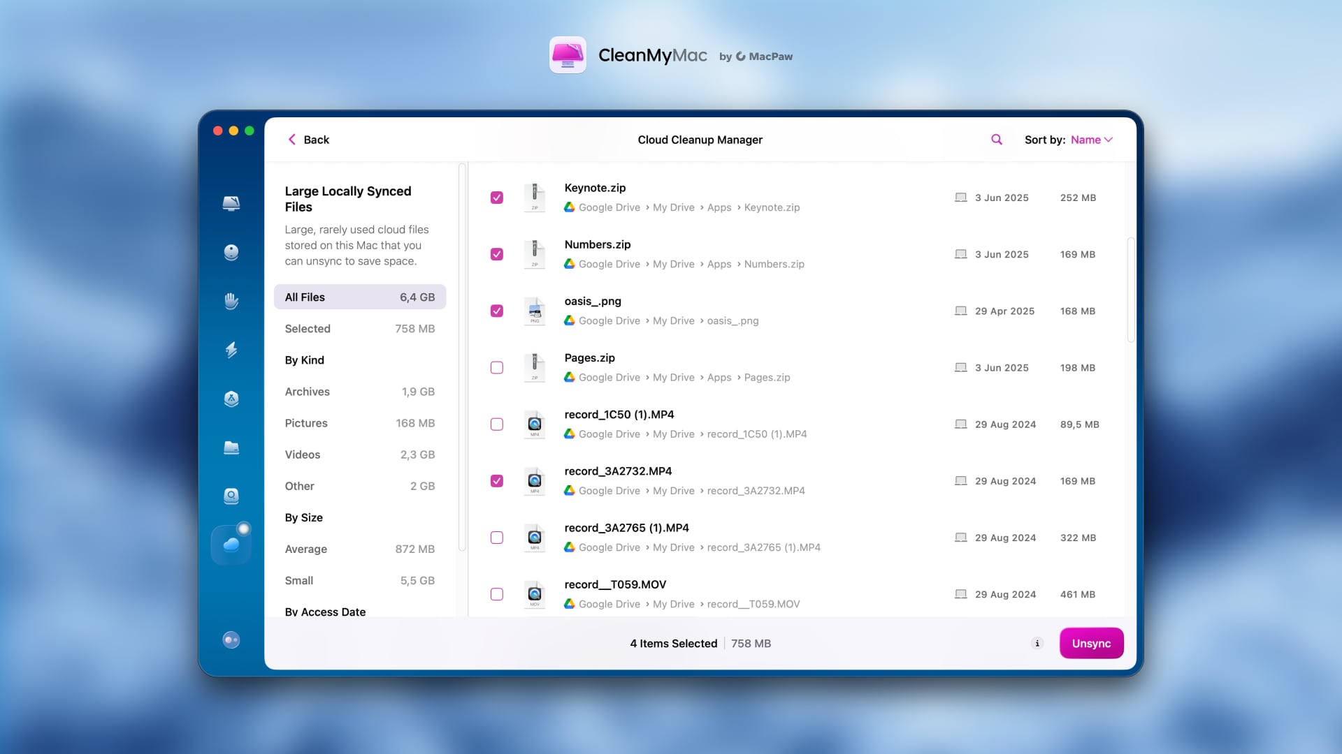 CleanMyMac Cloud Cleanup - Verwijder onnodige inhoud
