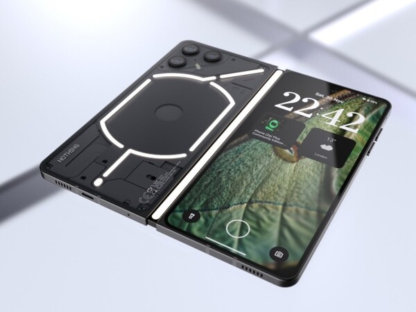 Lichtbalk op het scharnier van de Nothing Fold-smartphone (1) Lichtbalk op het scharnier van de Nothing Fold-smartphone (1)