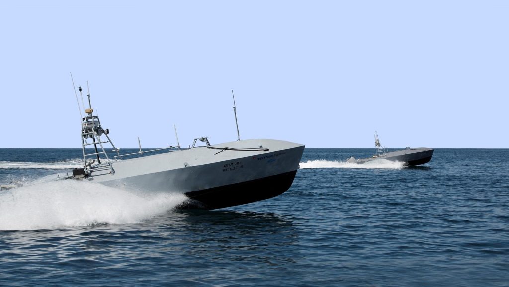 Gemeenschappelijk onbemand oppervlaktevaartuig maritieme drone Gemeenschappelijk onbemand oppervlaktevoertuig maritiem onbemand luchtvaartuig