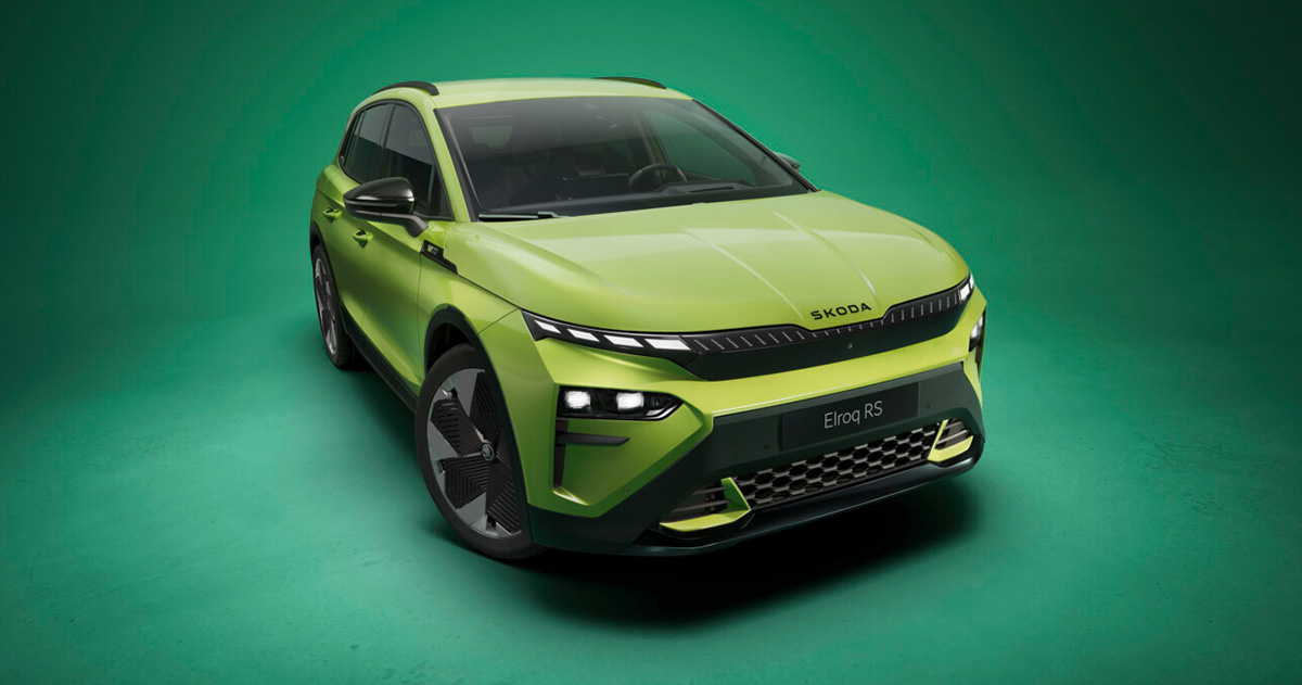 Vooraanzicht van de Skoda Elroq RS Vooraanzicht van de Skoda Elroq RS