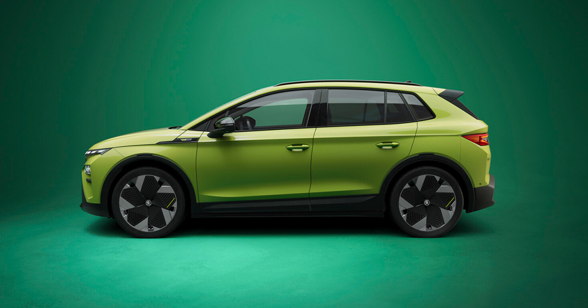 Zijaanzicht van de Skoda Elroq RS Zijaanzicht van de Skoda Elroq RS
