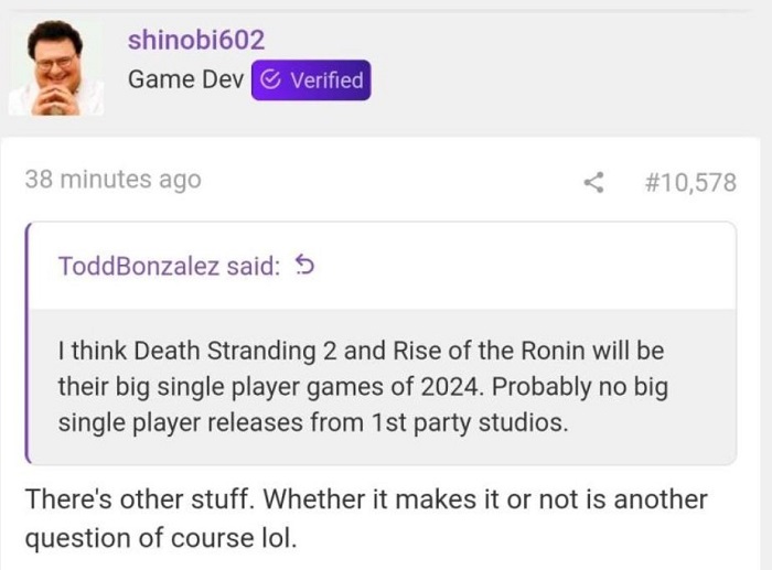 Insider: Death Stranding 2 en Rise of the Ronin komen uit in 2024. Sony bereidt een aantal coole releases voor waarover nog niet veel bekend is-2 Insider: Death Stranding 2 en Rise of the Ronin komen uit in 2024. Sony bereidt een aantal coole releases voor waarover nog niet veel bekend is-2