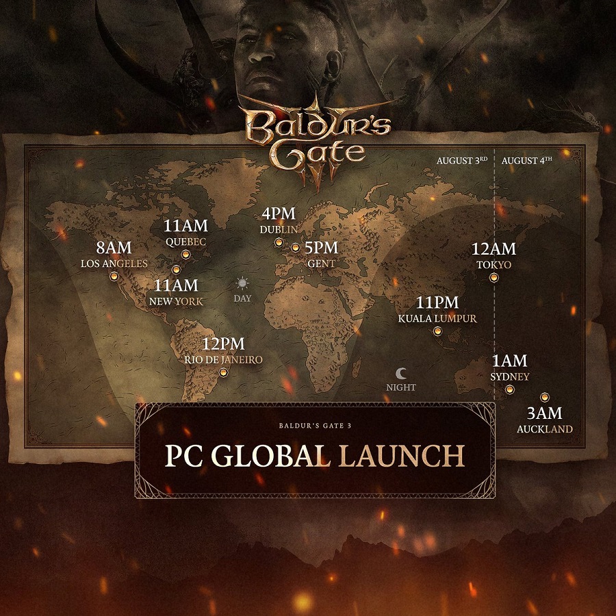 Mis de lancering niet! Larian Studios heeft het releaseschema voor Baldur's Gate III op PC in verschillende tijdzones gepubliceerd-2 Mis de lancering niet! Larian Studios heeft het releaseschema voor Baldur's Gate III op PC in verschillende tijdzones gepubliceerd-2