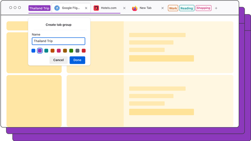Nieuwe functie voor het groeperen van tabbladen voor Mozilla Firefox