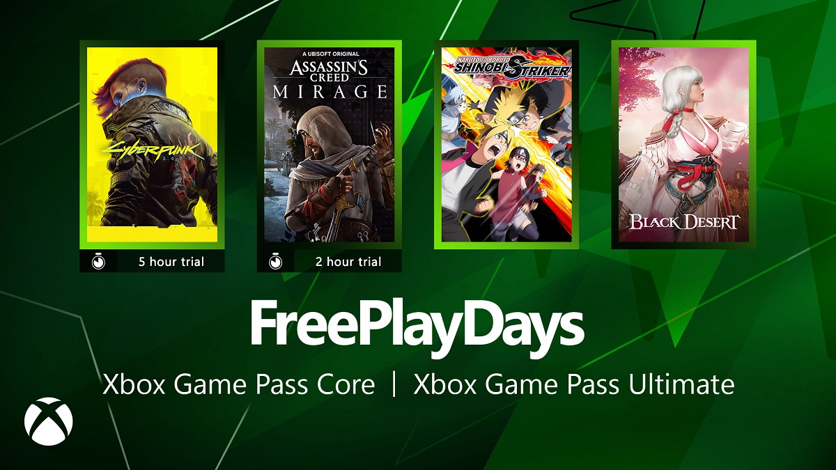 Gratis speeldagen met een geweldig aanbod: abonnees van alle versies van Xbox Game Pass kunnen Cyberpunk 2077 en Assassin's Creed Mirage uitproberen. Gratis speeldagen met een geweldig aanbod: abonnees van alle versies van Xbox Game Pass kunnen Cyberpunk 2077 en Assassin's Creed Mirage uitproberen.