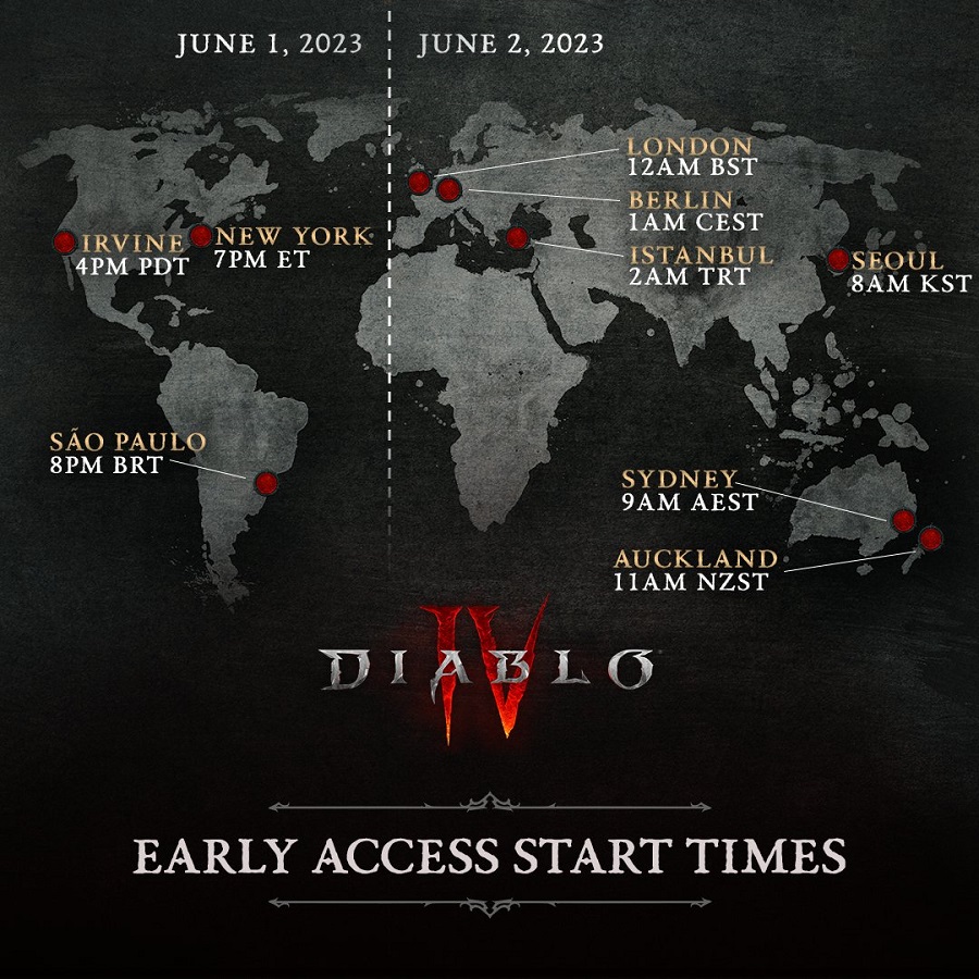 Blizzard heeft kaarten gepubliceerd die duidelijk de releasedatum en -tijd van Diablo IV in verschillende tijdzones weergeven-2 Blizzard heeft kaarten gepubliceerd die duidelijk de releasedatum en -tijd van Diablo IV in verschillende tijdzones weergeven-2