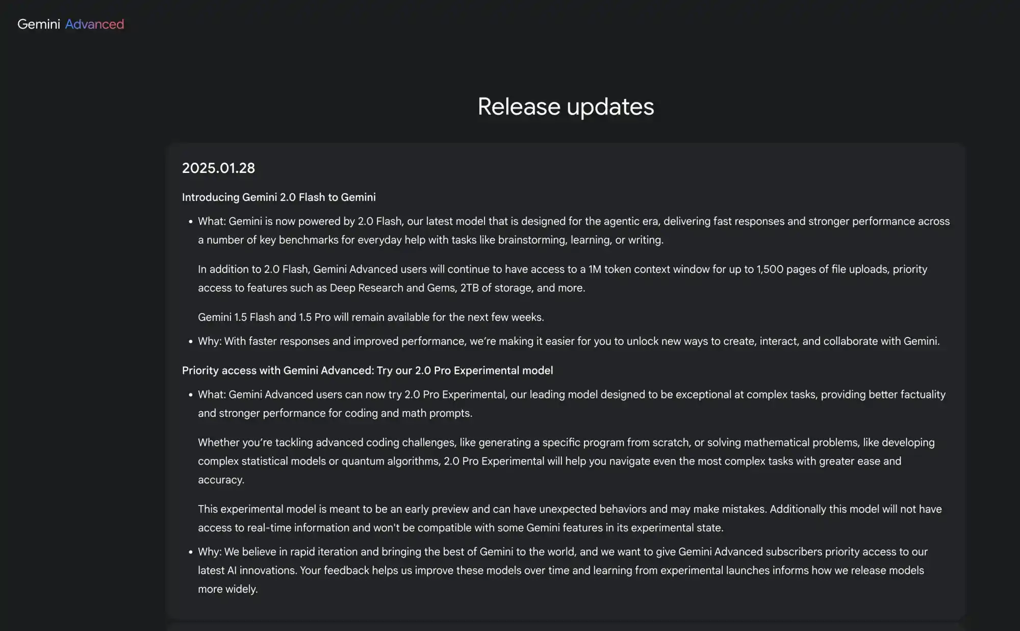 Gemini 2.0 Pro Experimental release notes Gemini 2.0 Pro Experimental release notes