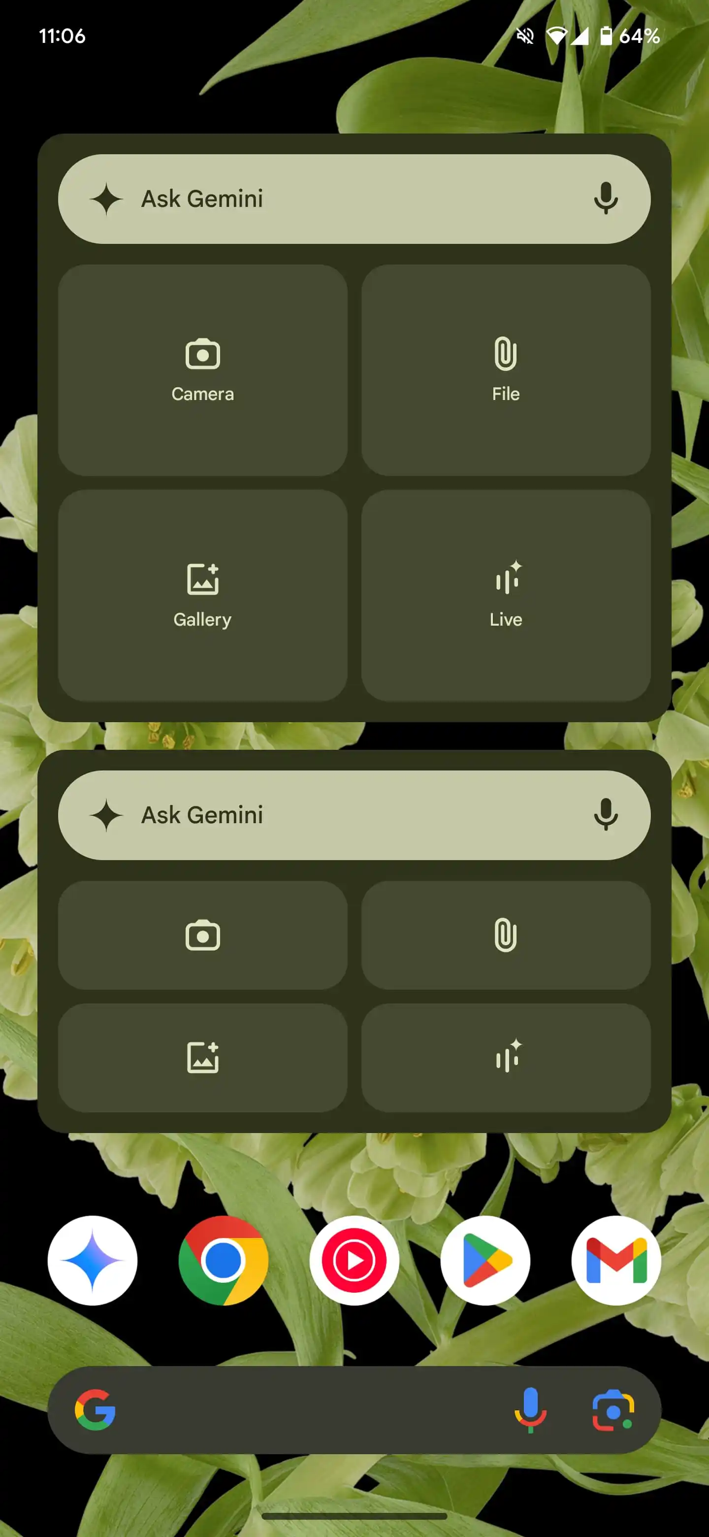 Gemini-widget op Android, interface Gemini-widget op Android, interface