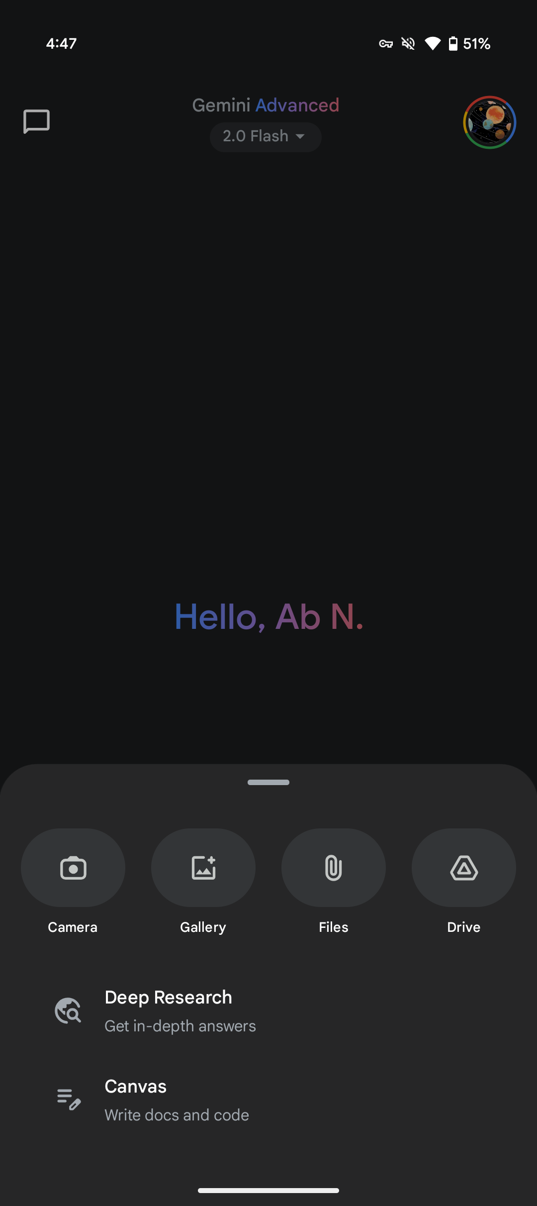 Het 'plus'-menu in de nieuwe versie van Gemini is opnieuw ontworpen Het 'plus'-menu in de nieuwe versie van Gemini is opnieuw ontworpen