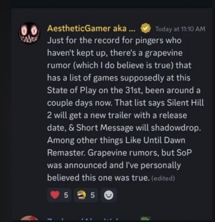 Insider: Konami's horrorgame Silent Hill Short Message wordt aangekondigd tijdens de State of Play-show-2 Insider: Konami's horrorgame Silent Hill Short Message wordt aangekondigd tijdens de State of Play-show-2