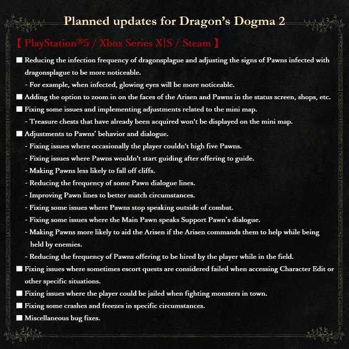 De ontwikkelaars van Dragon's Dogma II onthullen details over de volgende patch: Pionnen worden slimmer en gezonder-2 De ontwikkelaars van Dragon's Dogma II onthullen details over de volgende patch: Pionnen worden slimmer en gezonder-2