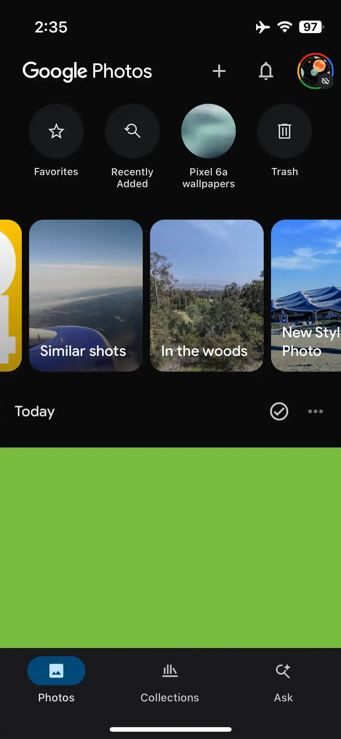 Nieuwe snelkoppelingen in de Google Foto's-interface voor iOS