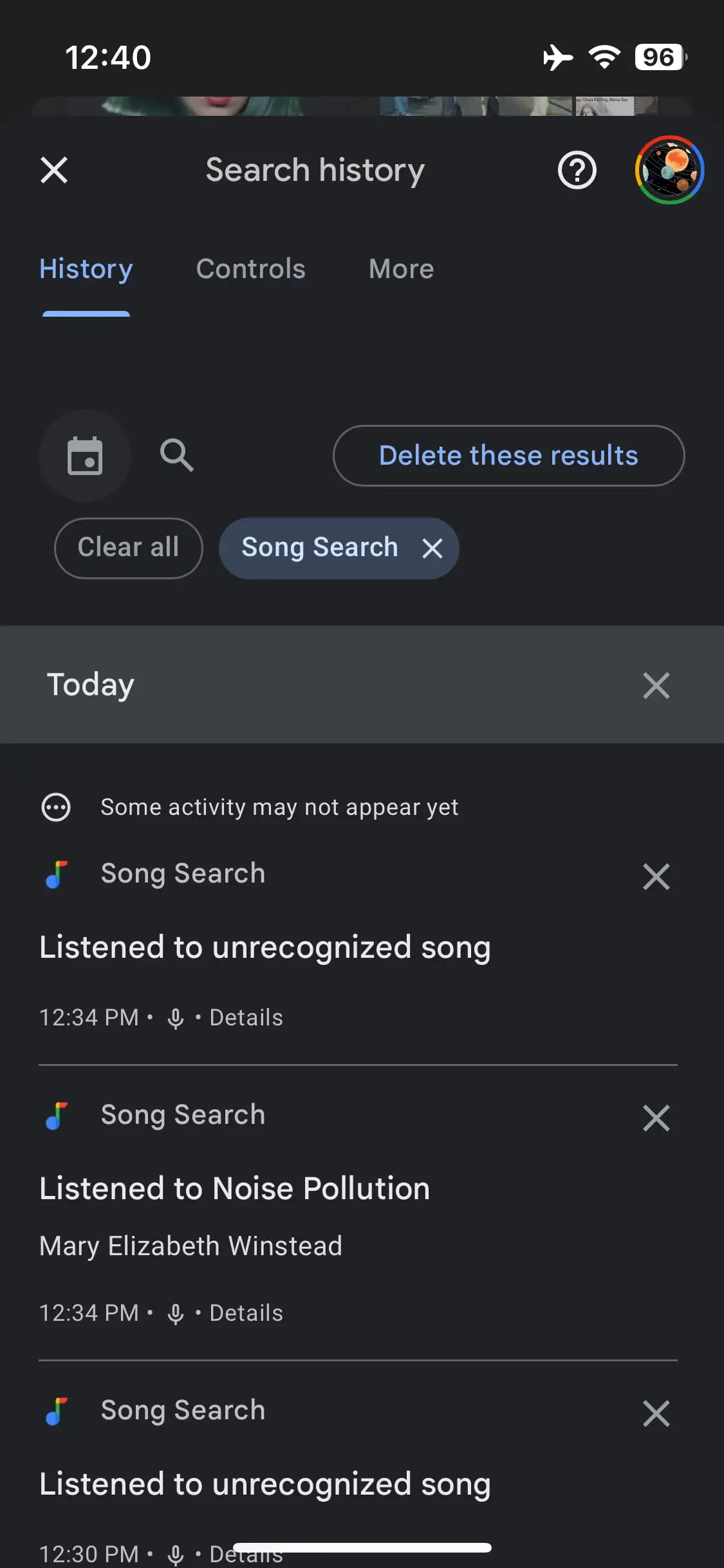 Zoekgeschiedenis van muzieknummers op Google voor iOS Zoekgeschiedenis van muzieknummers op Google voor iOS