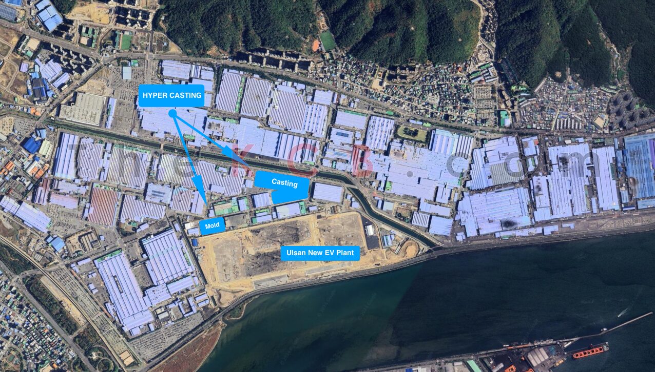 Satellietbeeld van de bouwplaats van de nieuwe Hyundai Motor fabriek