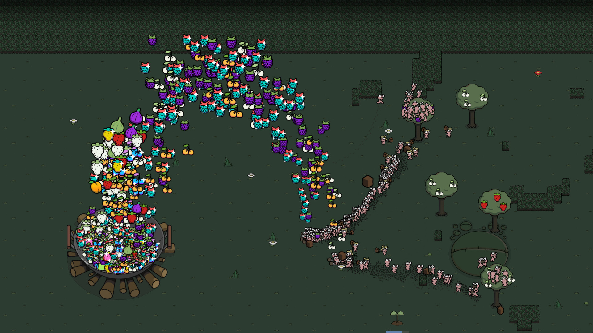 Screenshot van Idle Colony, een fruitverzamelspel Screenshot van Idle Colony, een fruitverzamelspel