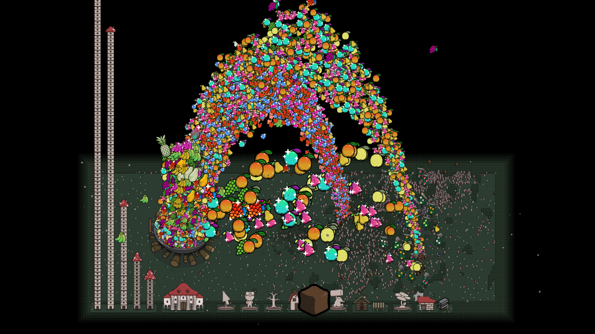 Screenshot van het spel Idle Colony, automatisering van het verzamelproces Screenshot van het spel Idle Colony, automatisering van het verzamelproces