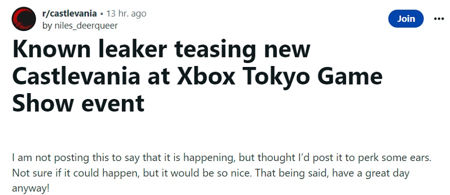 Een insider heeft laten doorschemeren dat er in de nabije toekomst een interessante en onverwachte aankondiging komt met betrekking tot de Castlevania-franchise. Misschien op de Tokyo Game Show 2023?-2