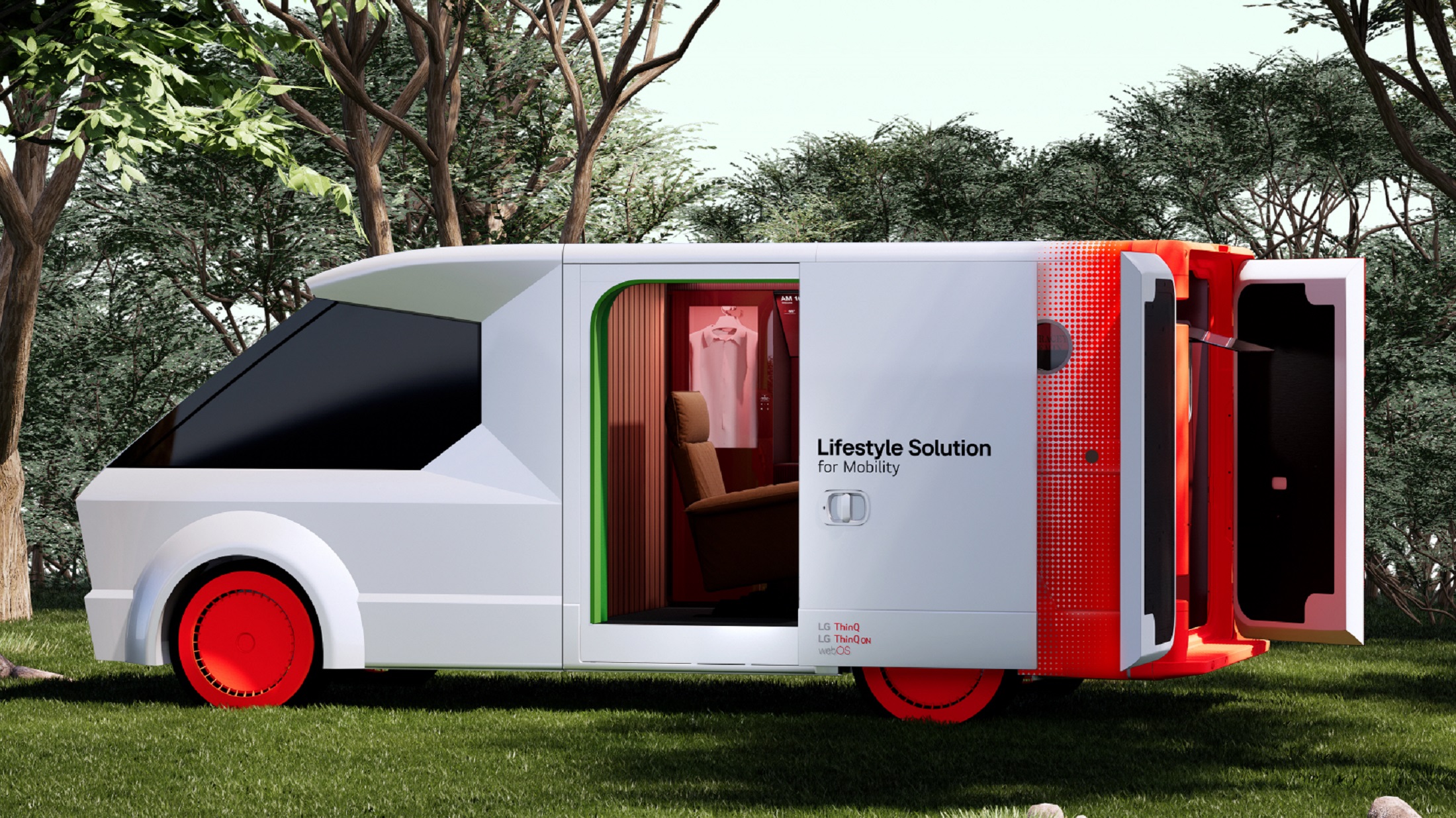 Futuristisch uiterlijk van de Lifestyle Solution for Mobility bestelwagen Futuristisch uiterlijk van de Lifestyle Solution for Mobility bestelwagen