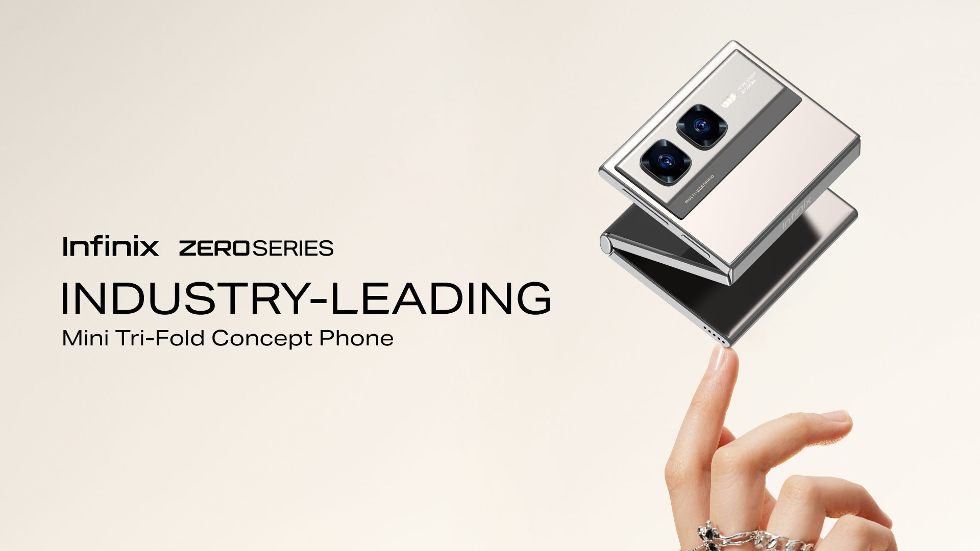 Concept van het Infinix Zero Series Mini Tri-Fold opvouwbare apparaat