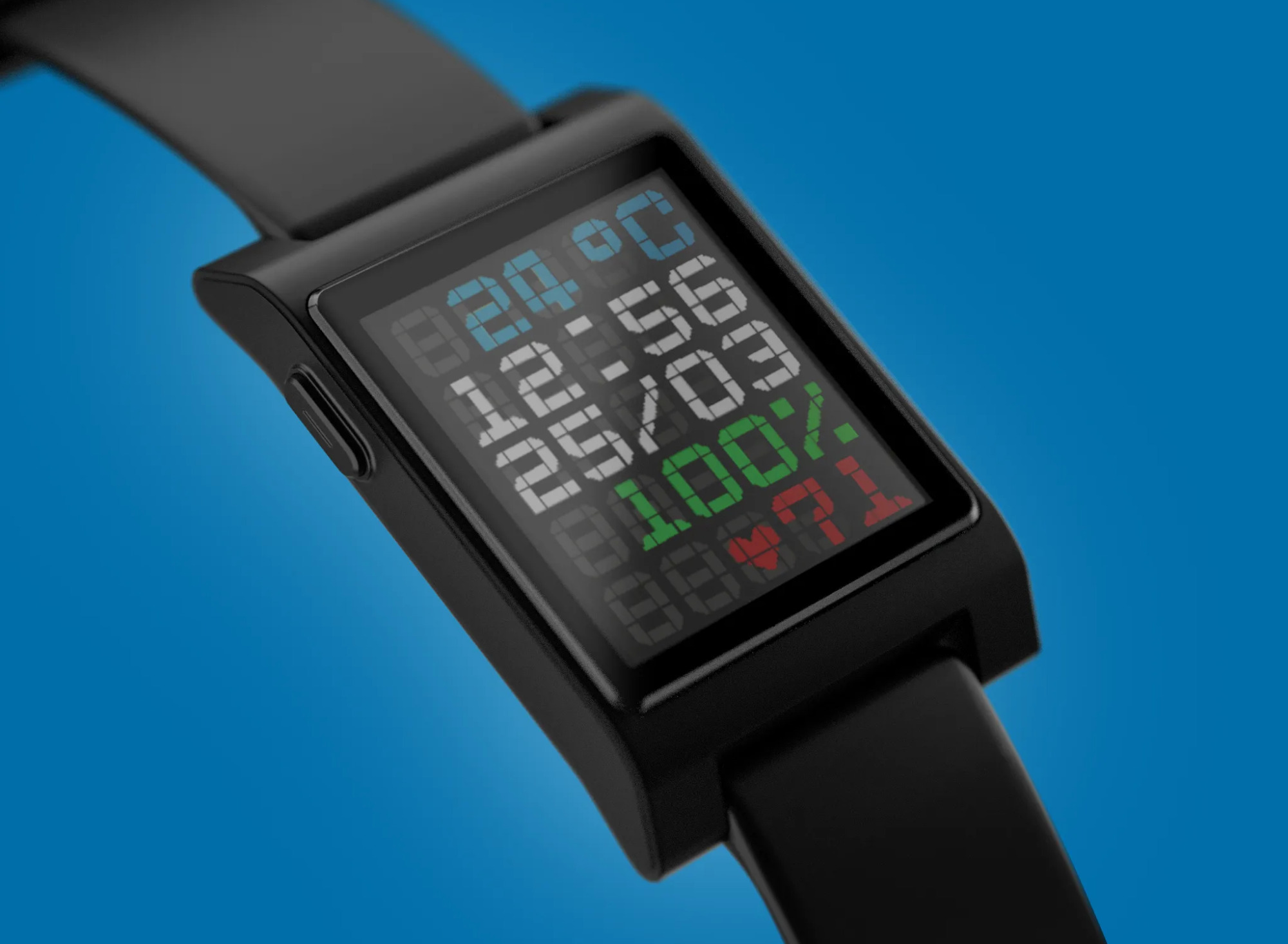 De Core 2 Duo smartwatch in het zwart. Illustratie: Eric Migikowski
