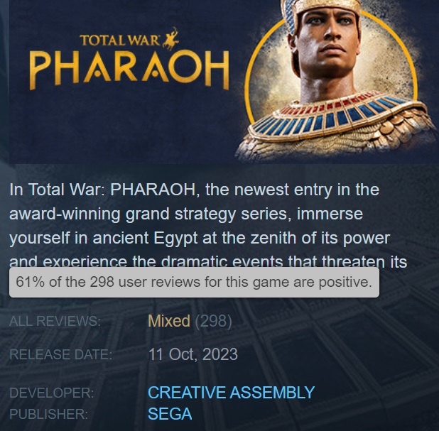 Meer gezocht: Steam-gebruikers ontmoetten Total War: Pharaoh met gemengde kritieken -2 Meer gezocht: Steam-gebruikers ontmoetten Total War: Pharaoh met gemengde kritieken -2