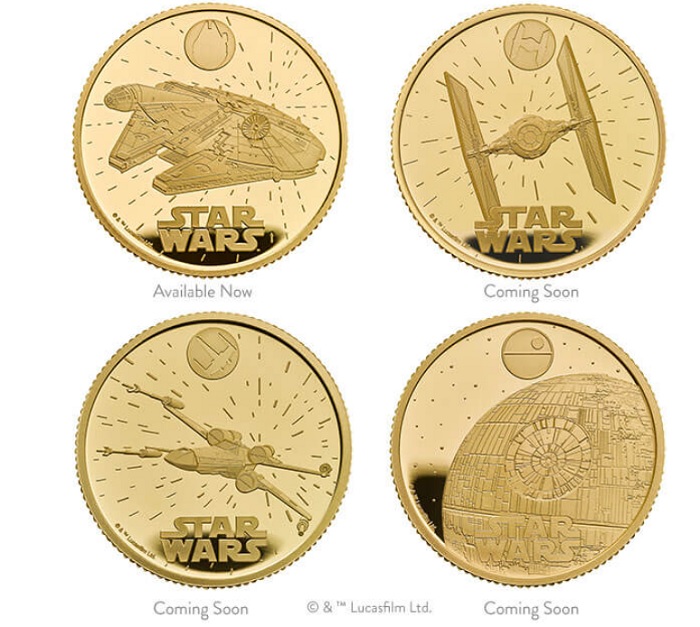 De UK Mint heeft een numismatische collectie uitgebracht met drie iconische ruimteschepen en de Death Star uit Star Wars.-2 De UK Mint heeft een numismatische collectie uitgebracht met drie iconische ruimteschepen en de Death Star uit Star Wars.-2
