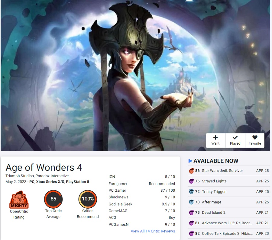 Paradox Interactive heeft de releasetrailer voor het fantasy strategiespel Age of Wonders 4 vrijgegeven. Critici zijn tevreden over het spel en bevelen het aan voor een recensie-2 Paradox Interactive heeft de releasetrailer voor het fantasy strategiespel Age of Wonders 4 vrijgegeven. Critici zijn tevreden over het spel en bevelen het aan voor een recensie-2
