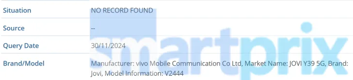 Jovi Y39 5G-smartphone, model V2444 Jovi Y39 5G-smartphone, model V2444