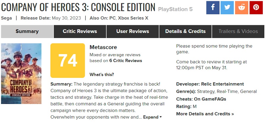 Critici zijn niet blij met de consoleversie van Company of Heroes 3 en klagen over onhandige besturing op de gamepad-2 Critici zijn niet blij met de consoleversie van Company of Heroes 3 en klagen over onhandige besturing op de gamepad-2