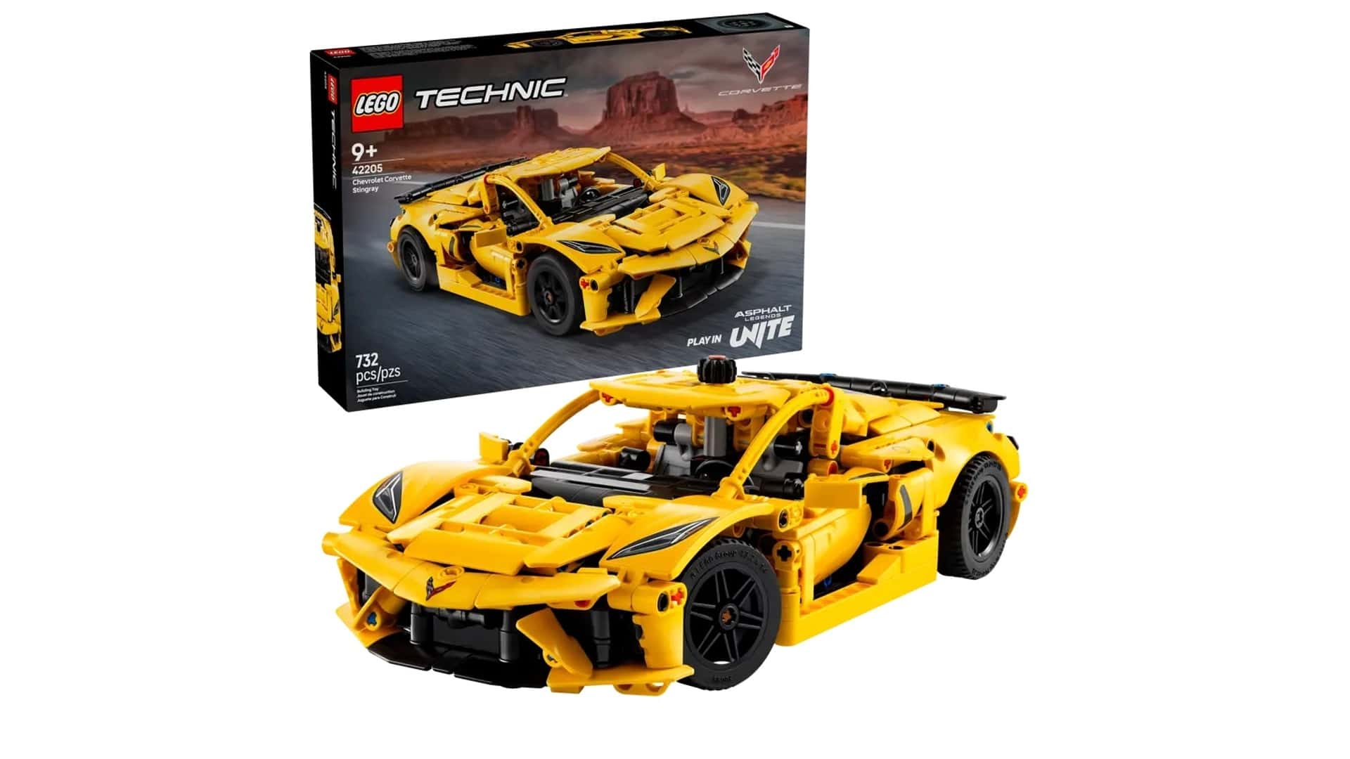 Voorkant van het Lego Technic Corvette Stingray C8 model Voorkant van het Lego Technic Corvette Stingray C8 model